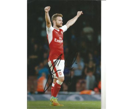 Football Shkodran Mustafi signed 12x8 colour photo pictured playing for Arsenal. Shkodran Mustafi ( born 17 April 1992) is a 