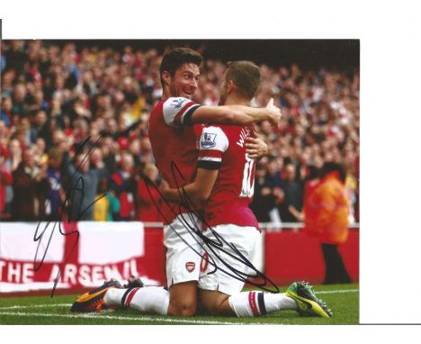 Football Olivier Giroud and Jack Wilshire signed 10x8 colour photo pictured while playing for Arsenal. Good Condition. All si