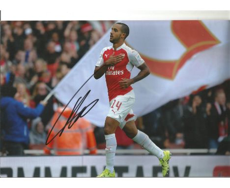 Football Theo Walcott signed 12x8 colour photo pictured while playing for Arsenal. Theo James Walcott (born 16 March 1989) is