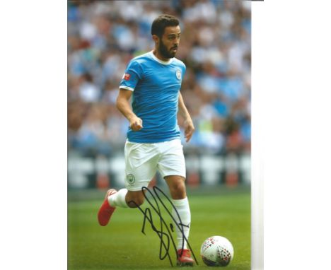 Football Bernardo Silva signed 12x8 colour photo pictured in action for Manchester City. Bernardo Mota Veiga de Carvalho e Si