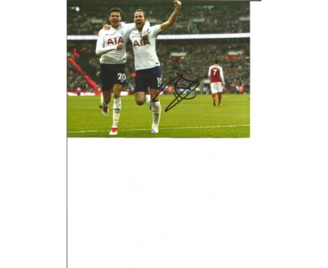 Football Harry Kane signed 7x5 colour photo pictured celebrating while playing for Tottenham Hotspur. Good Condition. All sig