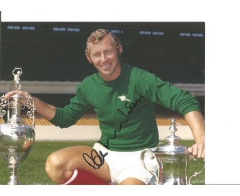 Football Bob Wilson signed 10x8 colour photo pictured with the League Championship Trophy and FA Cup while at Arsenal. Robert