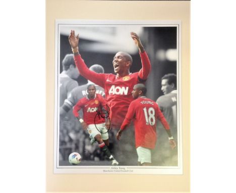Football Ashley Young signed 18x14 mounted colour montage photo pictured while playing for Manchester United. Good Condition.