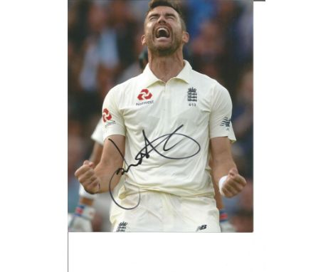 Cricket Jimmy Anderson signed 10x8 colour photo pictured in Test match action for England. James Michael Anderson, OBE, usual