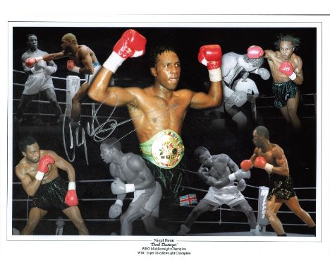 Boxing Nigel Benn signed 16x12 montage photo of the former WBO Middleweight Champion and WBC Super Middleweight Champion. Nig