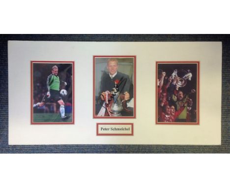 Football Peter Schmeichel 20x12 mounted signature piece includes signed colour photo and two other pictured while playing for