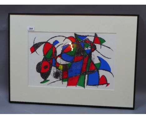 Joan Miro, an original lithograph 1975 'Untitled III' printed by Mourlot, 31 x 48cm framed 