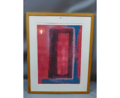 Tim Harbridge, a large abstract print in a light oak frame H 107 x W 84cm 