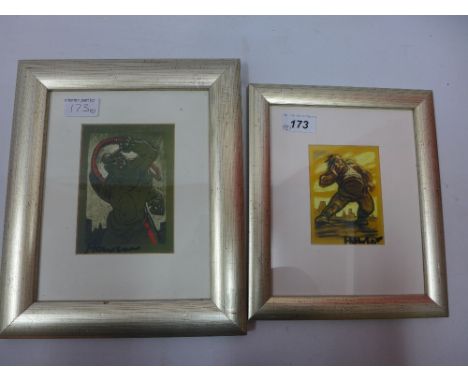 Two Peter Howson framed and glazed prints, largest 15 x 10cm (2)