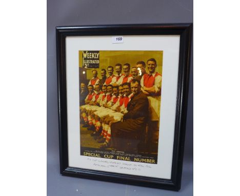 A print of the Special Cup Final edition of Weekly Illustrated featuring The Arsenal 1936 F A Cup winners, in a black frame, 