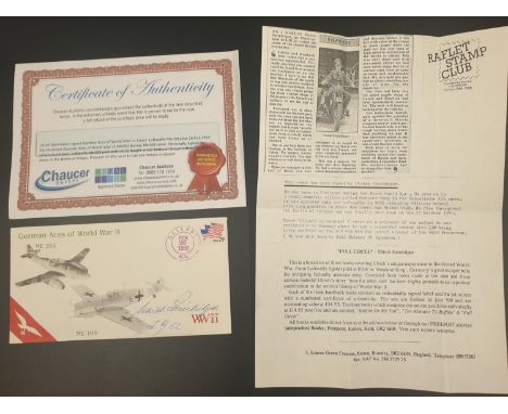 A WW2 German Fighter Ace Signature. Signed by Ulrich Steinhilper, who fought and was shot down in The Battle of Britain - Det