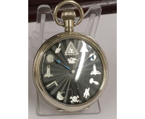 Vintage masonic silver Rolex pocket watch with silver box. Good condition and good working order, sold with no guarantees