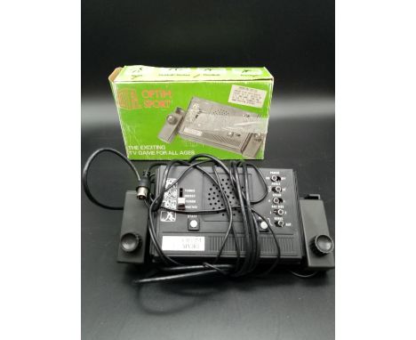A Vintage Optim Sport TV Games Console. Good Condition, Original box. Clean battery department. 