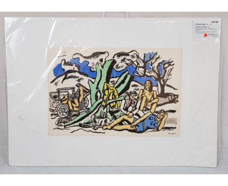 La Partie de Campagne - by Fernand Leger. An original lithograph (not mass produced) from Verve magazine (1952). Fold marks a