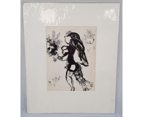 Offering by Marc Chagall. An original (pre 1956) lithograph from the first volume of Chagall lithographs. Mounted - 44 x 53cm