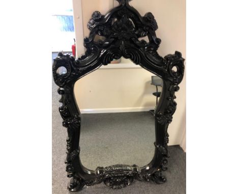 Large vintage mirror with black ornamental around size 138x82cm 