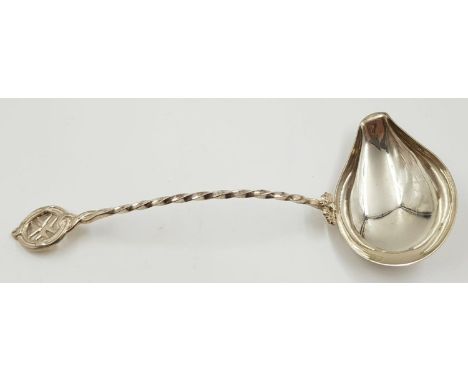 An Antique, Maltese, Punch Ladle. Beautifully designed with twisted stem and The Maltese Cross at apex. 21cm61g. Maltese Silv