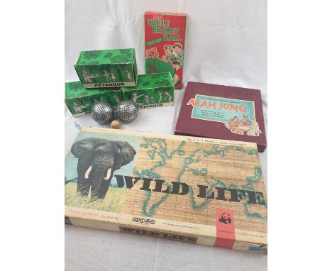 Various Vintage Games and Toys. Including Wildlife Boardgame and Petanque leisure boules set.