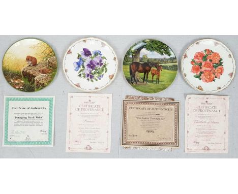 4 Limited Edition Ceramic Plates. Including Elizabeth Of Glamis by Sara Anne Schofield and Foraging Bank Voles by Royal Doult