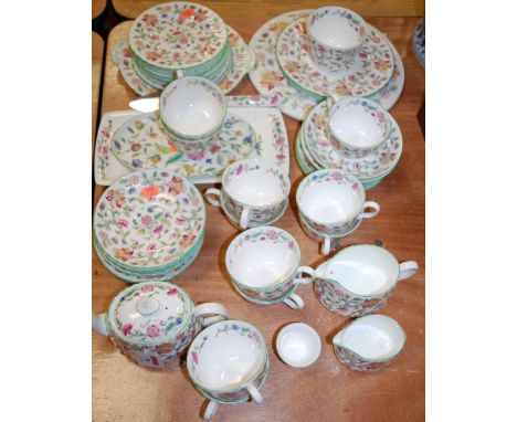 A Mintons part tea service in the Haddon Hall pattern