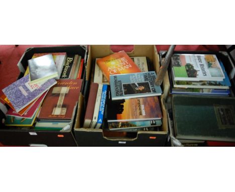 Three boxes of miscellaneous books to include architectural and haberdashery interest