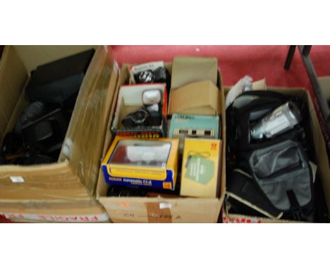 A large collection of assorted cameras, camera equipment and accessories to include Nikon F401S, bag with spare lens, Diana F