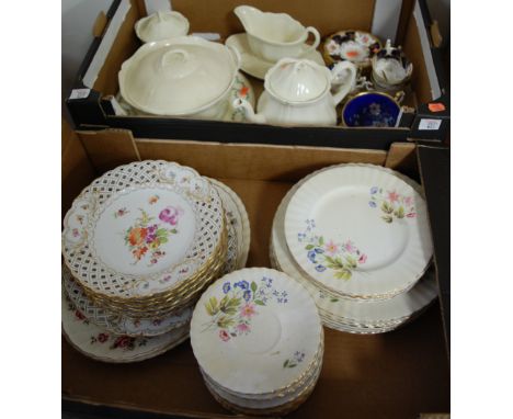 Three boxes of miscellaneous tea and dinner wares to include Victorian Coalport part tea service