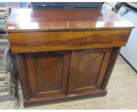A 19th century mahogany chiffonier, width 37ins, height 35ins, together with a 19th century mahogany occasional table, 19ins 