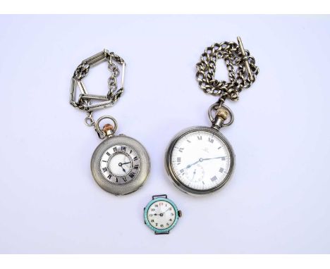 An Omega open face pocket watch, circa 1916, stem wind and stem set, the white enamel dial with black Roman numerals and subs