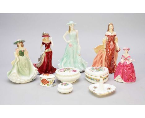 Five Royal Worcester ladies, comprising 'Philippa', limited edition numbered 146/750 and complete with certificate; 'Serena' 