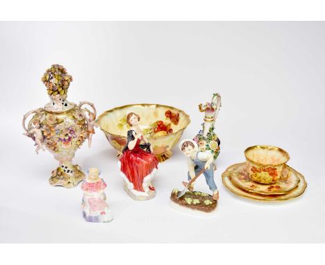 A collection of assorted ceramicscomprising Royal Doulton 'Curly Locks' HN2049 (at fault); Royal Worcester 'Saturday's Child 