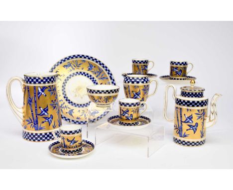 A Coalport Japanese Grove servicecirca 1881-85comprising four coffee cans, four saucers, a cream jug, a coffee pot and cover,