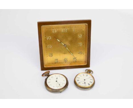An open face repeater pocket watch, stem wind and stem set, the steel case with repeat side lever and plain loop, the white e