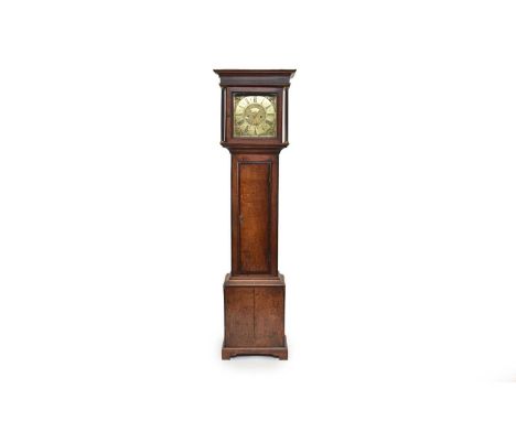 An 18th century oak and mahogany crossbanded longcase clock by William Bromley, Salop, the hood with a scotia cornice above a