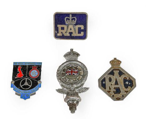 The Royal Automobile Club International Rally Xth: A Chromed and Enamel Car Badge; An RAC Enamelled Car Mascot; An RAC Blue E