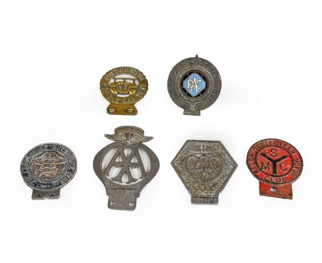 Six Early 20th Century Car Badges, to include Salop Yesteryear Motor Club, The Lancashire Automobile Club, The Stourbridge Pr
