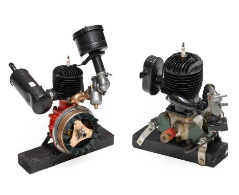 A Villiers Petrol Stationary Engine, mounted on a wooden block, and another unnamed example (2)