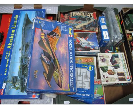 A Quantity of Predominately Plastic Model Kits, by Revell, Airfix, Heller, Kitech and other kits, are of varying scales inclu