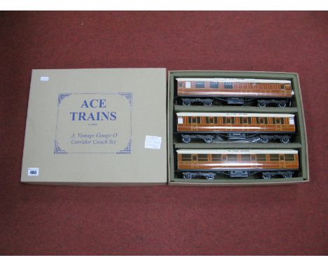 ACE Trains 0 Gauge/7mm C4 L.N.E.R ''Teak'' Set of Three ''The Flying Scotsman'' Coaches, comprising  brake/ 3rd, fitted with 