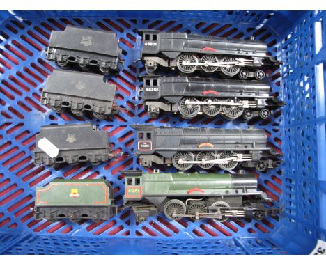 Four Triang "OO" Gauge/4mm Princess Class 4-6-2 Steam Locomotives and Six Wheel Tenders, unboxed, two BR Black "Elizabeth" R/