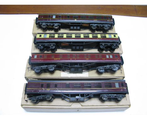 Four Exley "OO" Gauge/4mm Boxed Fifty Seven Foot Coaches, LMS maroon Composite Sleeping Car (plastic base) - LMS maroon brake