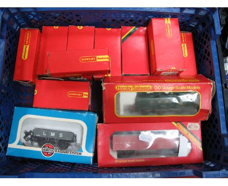 A Hornby "OO" Gauge/4mm Ref R041 G.W.R 0-6-0 Pannier Tank Steam Locomotive, R/No 8751, plus twelve boxed items of rolling sto