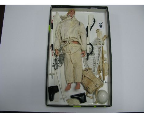 An Original 1960's Painted Head Action Man, with dog tag together with outfit and quartermaster stores relating to ski patrol