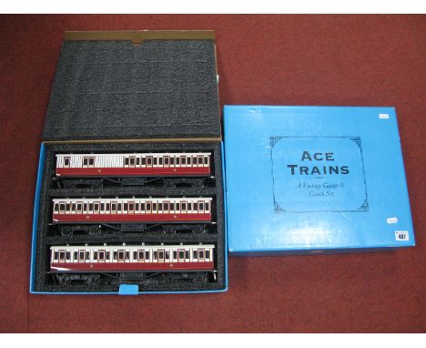 ACE Trains 0 Gauage/7mm Set of Three C/1 First Series ''Caledonian Railway'' Non Corridor Passenger Coaches, comprising brake