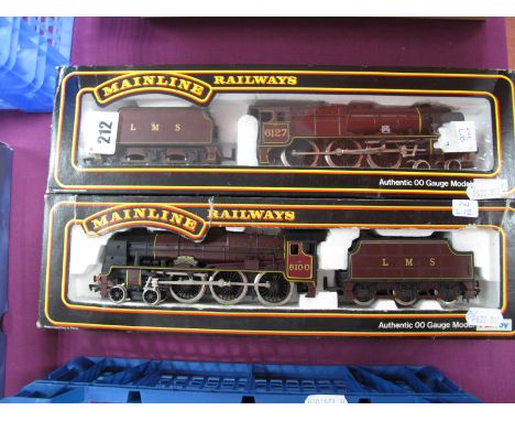 Two Mainline "OO" Gauge/4mm Boxed 4-6-0 Steam Locomotives and Six Wheel Tenders, L.M.S Maroon, "Royal Scot" Class R/No's 6100