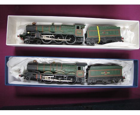 Two Hornby Dublo 3 Rail (Tender Plunger Pickup) Castle Class 4-6-0 Steam Locomotives and Six Wheel Tenders, BR Green "Bristol