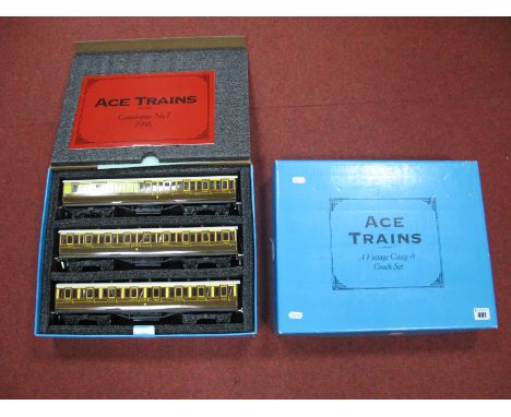 ACE Trains 0 Gauge/7mm Set of Three C/1 First Series ''Great Western'' Non Corridor Coaches, comprising brake/3rd , full 1st 
