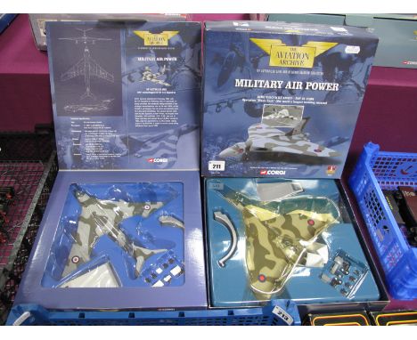 Two Corgi 'The Aviation Archive' 1:144th Scale Diecast Model Military Aircraft, #48703 HP Victor S.R MK2, RAF Camouflaged XL1