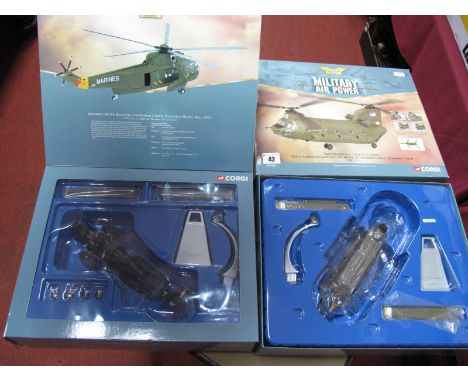 Two Corgi 'The Aviation Archive' Diecast Model Military Helicopters Both 1:72nd Scale, #AA34201 Boeing - Vertol CH-47C Chinoo