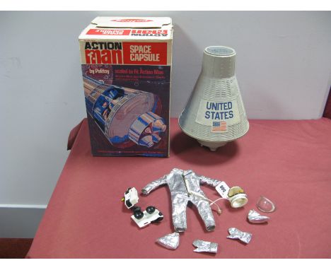 An Original 1960's Action Man 'Space Capsule', boxed, plus a small number of components relating to Astronaut outfit, includi